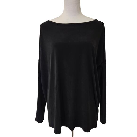 Piko Bamboo Blend Long Sleeve Tunic Top Black Size L Base Layer Casual - Picture 1 of 6